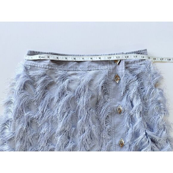NWT GANNI Fringe Buttoned Mini Skirt in Persian Violet Purple Size 6 (EU38) - Picture 12 of 13